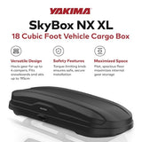 Yakima Roof Cargo Carrier, Vehicle Rooftop Hard Shell Travel Storage Box with SKS Lock, SkyBox NX XL, 18 Cubic Feet, Black