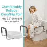 Vive Toilet Seat Risers for Seniors (Raised with Handles) Grab Bar Seat for Seniors – Options for Elongated & Standard Bowls – Elderly Handicap Medical Hip Replacement Surgery Lift, Easy Clean, White