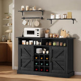 YITAHOME Buffet Cabinet, 47 Farmhouse Coffee Bar with Power Outlet, Floating Shelves, Multi-Functional Storage Sideboard Cabinet for Kitchen and Living Room (Rustic Brown)