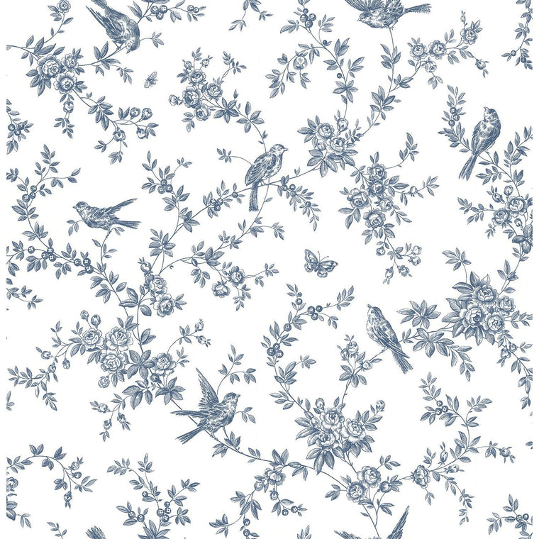 Brewster 2766-003519 Cassandra Navy Floral Trails Wallpaper