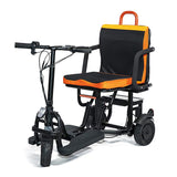 FeatherChair Ezfold Lightweight Electric Power Folding Scooter, Black and Orange