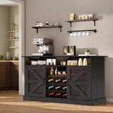 YITAHOME Buffet Cabinet, 47 Farmhouse Coffee Bar with Power Outlet, Floating Shelves, Multi-Functional Storage Sideboard Cabinet for Kitchen and Living Room (Rustic Brown)