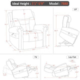 MCombo Triple Motor Power Lift Recliner Chair with Massage and Lumbar&seat Heating, Rolled Arms, Adjustable Headrest for Elderly People, Fabric 7888 (Coffee, Medium)