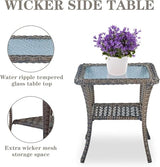 Patio Wicker Chairs Swivel Rocker – Outdoor Swivel Rocking Chairs Set of 2 with Rattan Side Table, Patio Swivel Glider Chair 3 Piece Patio Furniture Sets for Deck Porch Pool Brown/Blue