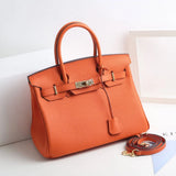 KAMUGO Genuine Leather Handbags Purse for Women , Tote Shoulder Bag 25# Orange