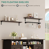 YITAHOME Buffet Cabinet, 47 Farmhouse Coffee Bar with Power Outlet, Floating Shelves, Multi-Functional Storage Sideboard Cabinet for Kitchen and Living Room (Rustic Brown)